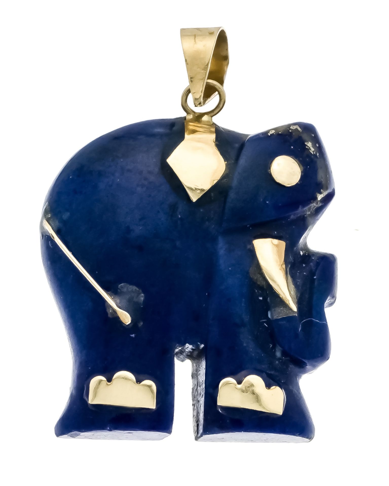 Lapis lazuli pendant elephant GG 585/000 unstamped, tested, with a finely carved lapis lazuli 20 x