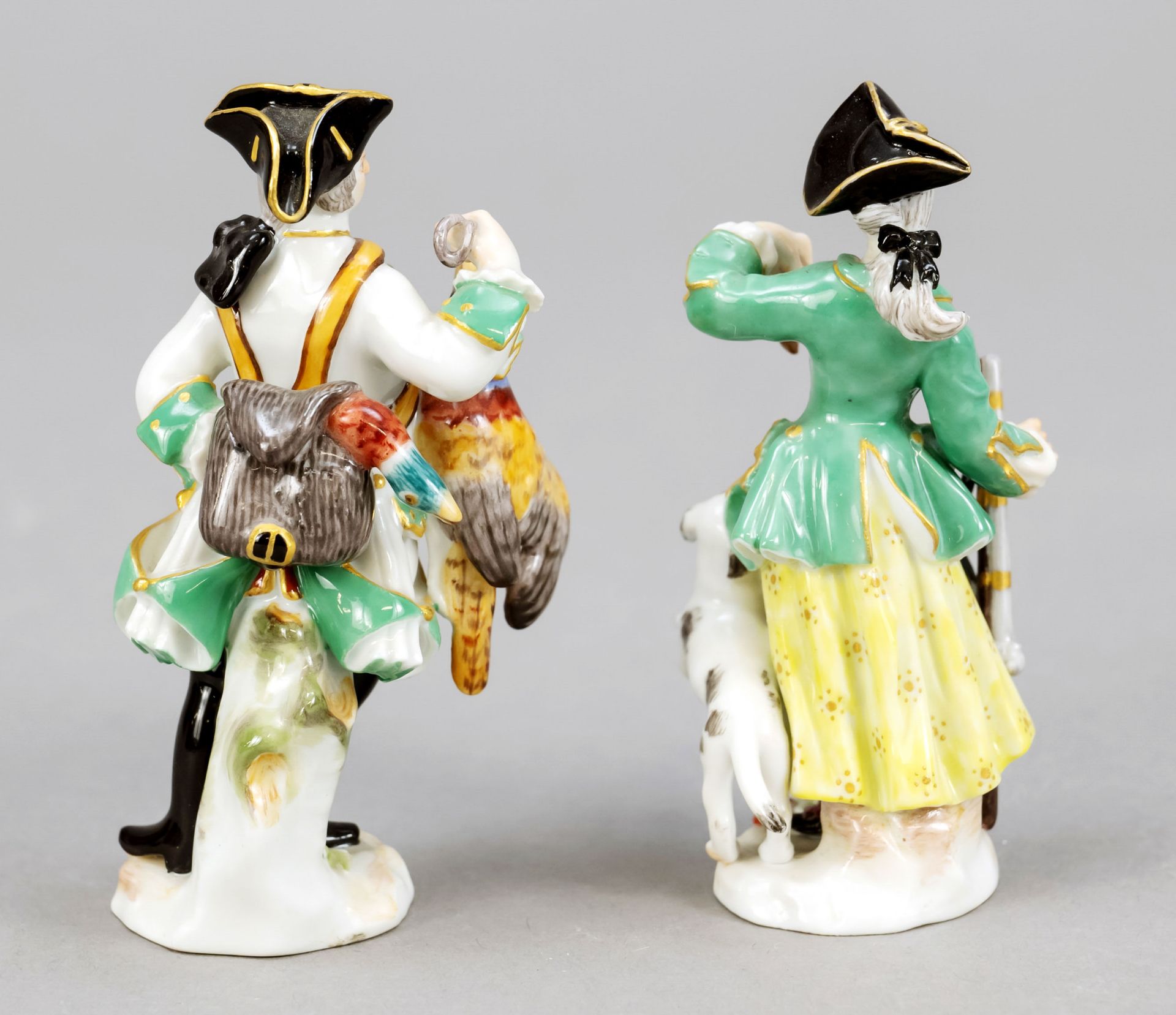 Couple of hunters in miniature, Meissen, after 1973, 1st choice, based on designs by Johann - Image 2 of 2