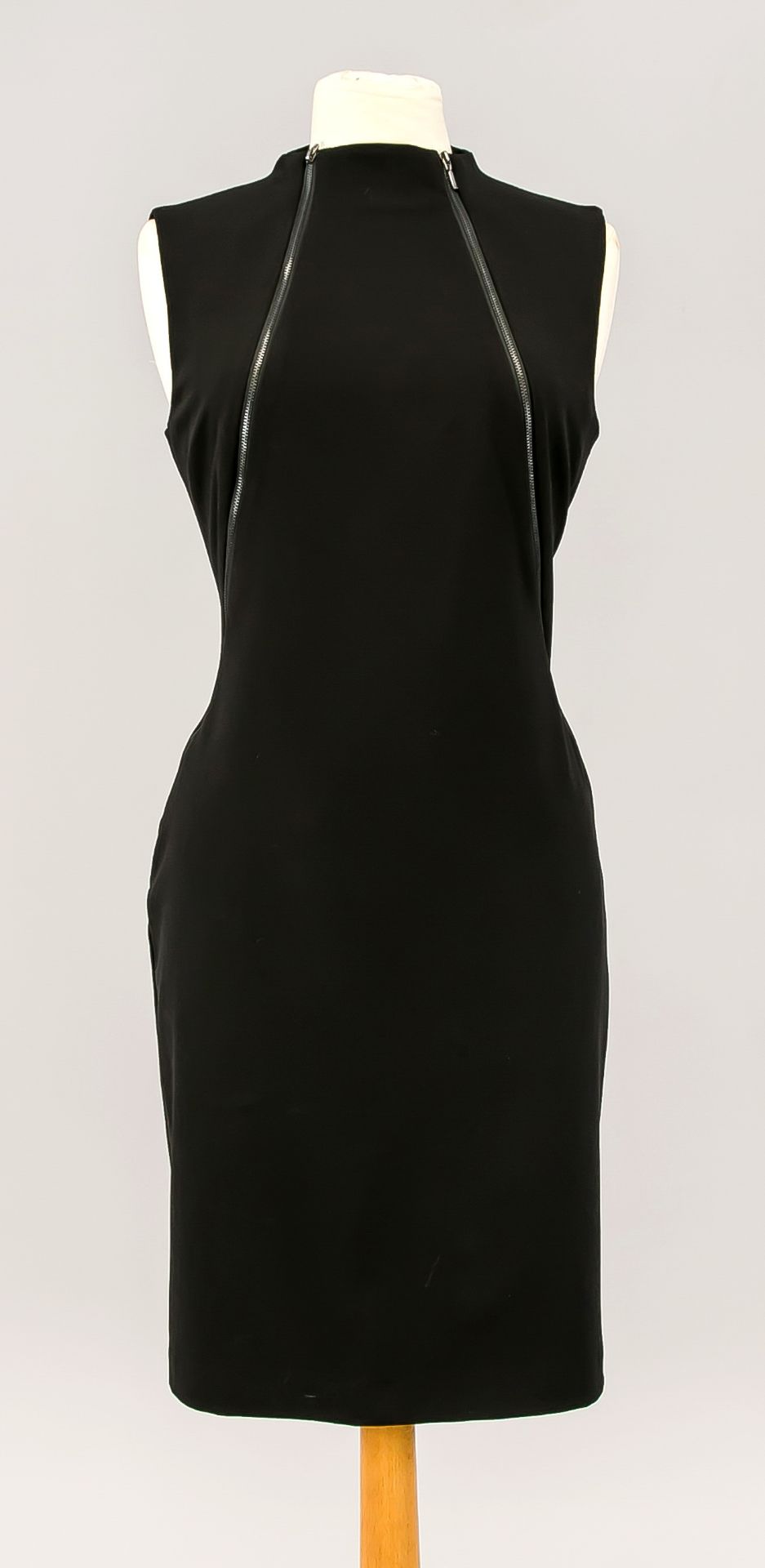 Dress, Calvin Klein, size 10, black with zippers on the front. Good condition, light traces of wear