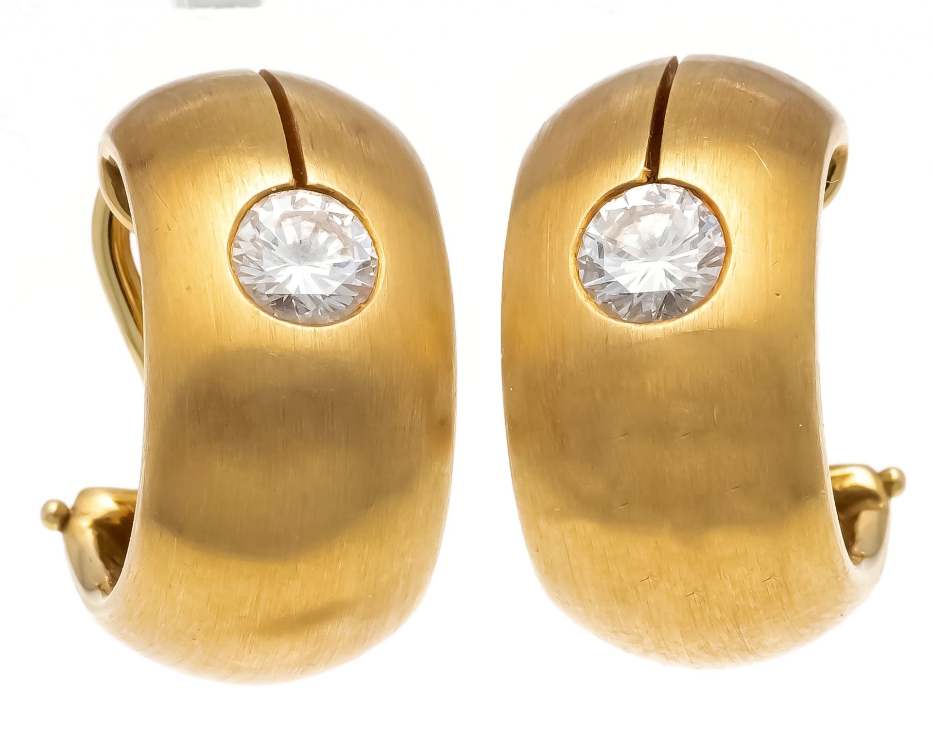 Fa. Heinekamp diamond clip earrings GG 750/000 with 2 brilliant-cut diamonds, each 0.30 ct, total