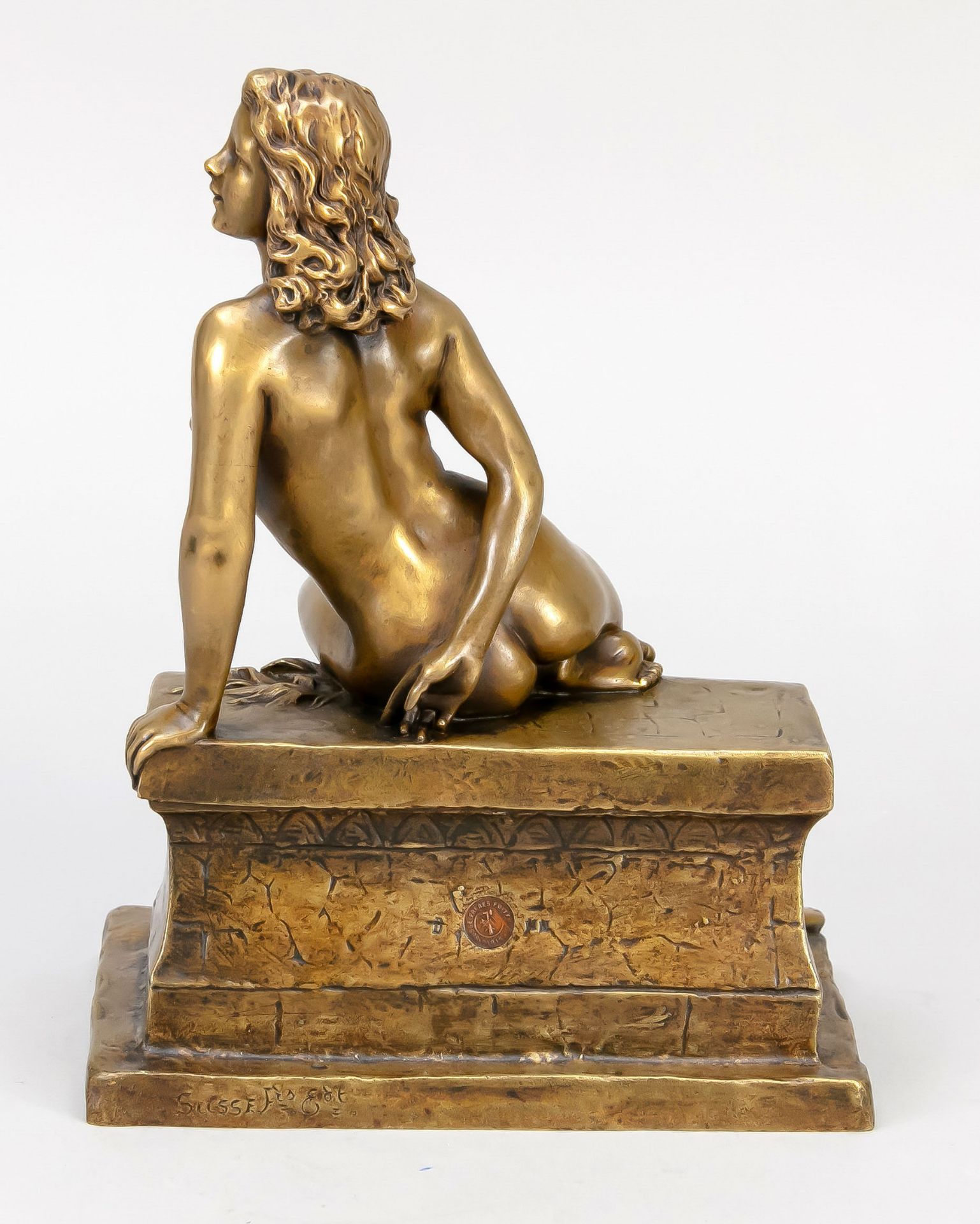 Joé Descomps (1869-1950), seated nude of a young woman, bronze, discreetly patinated, signed u. - Image 2 of 2