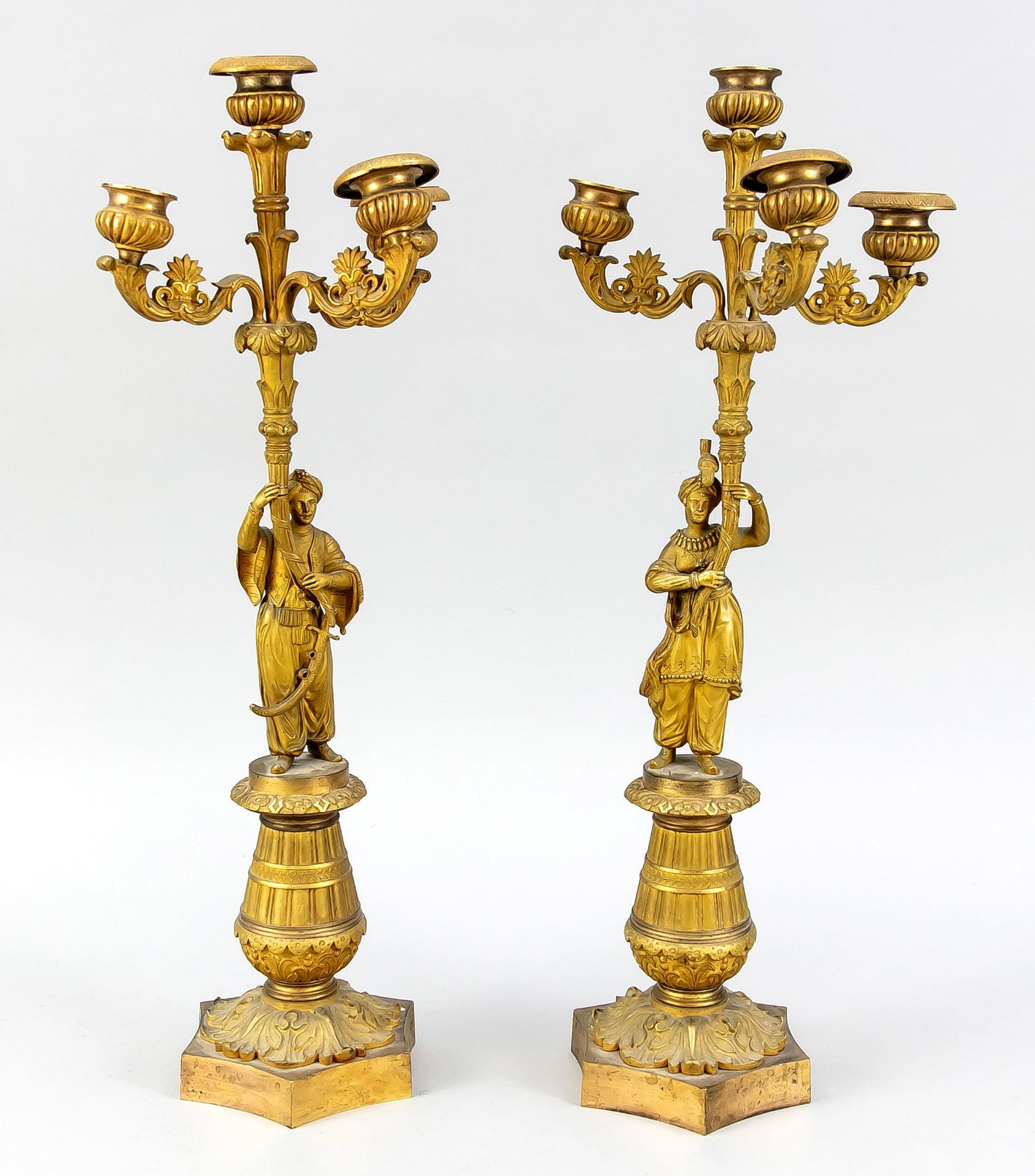 Paar Leuchter, 19. Jh., Bronze