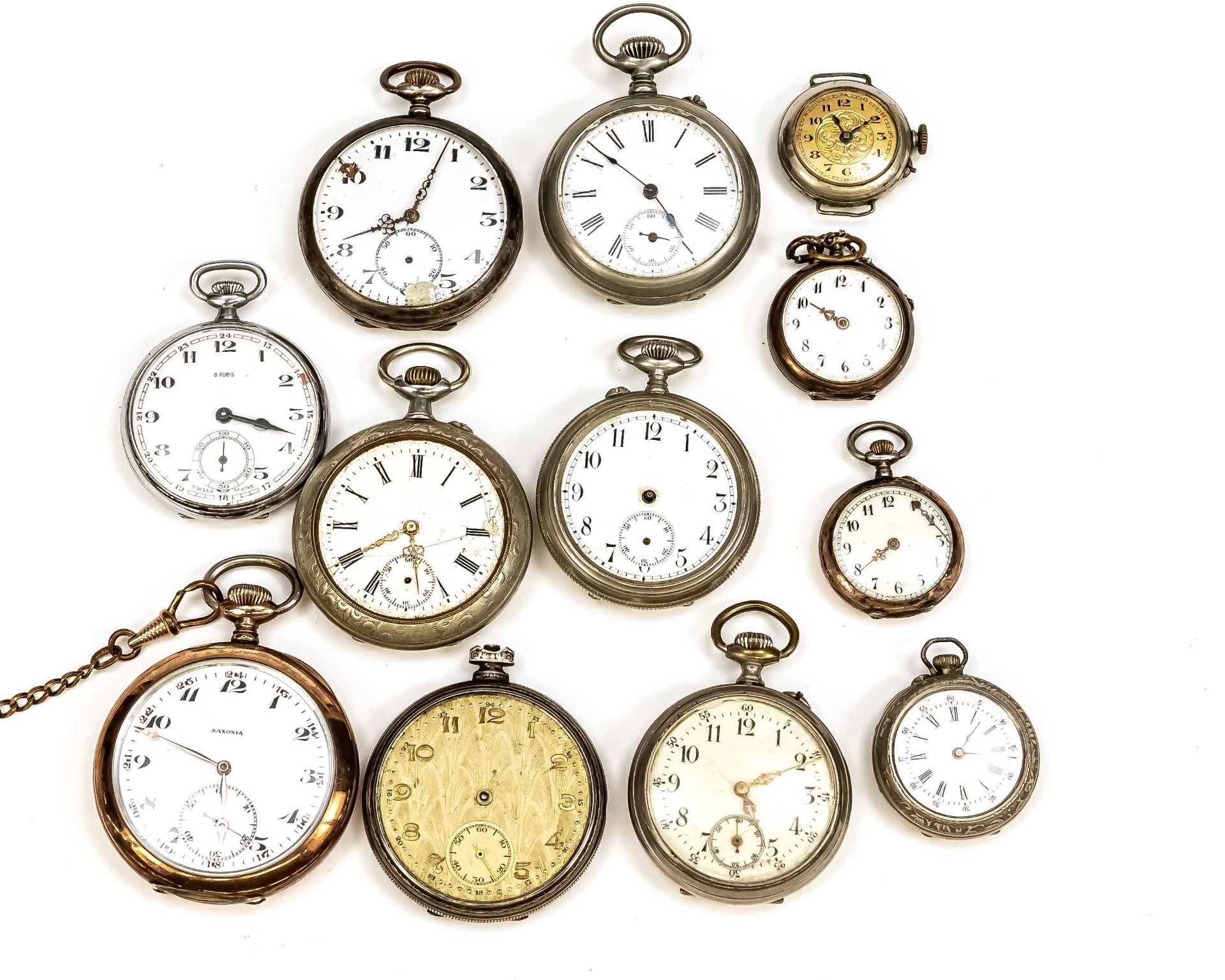 Convolute of 12 pocket watches, different brands, all as defective for repair or spare parts