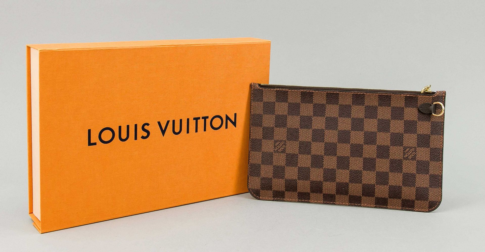 Louis Vuitton, Damier level monogram canvas pochette, rubberized cotton fabric in classic logo print