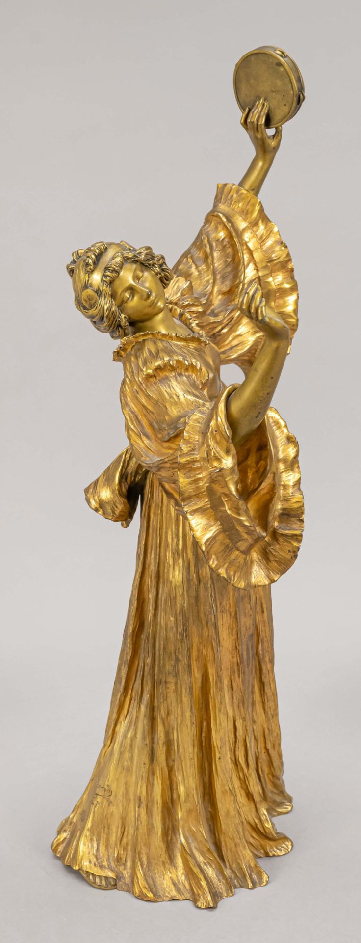 Léonard, Agathon. 1841 Lille - 1923 Paris. Danseuse au tambourin. 1905. bronze, gilded, signed u. - Image 2 of 3