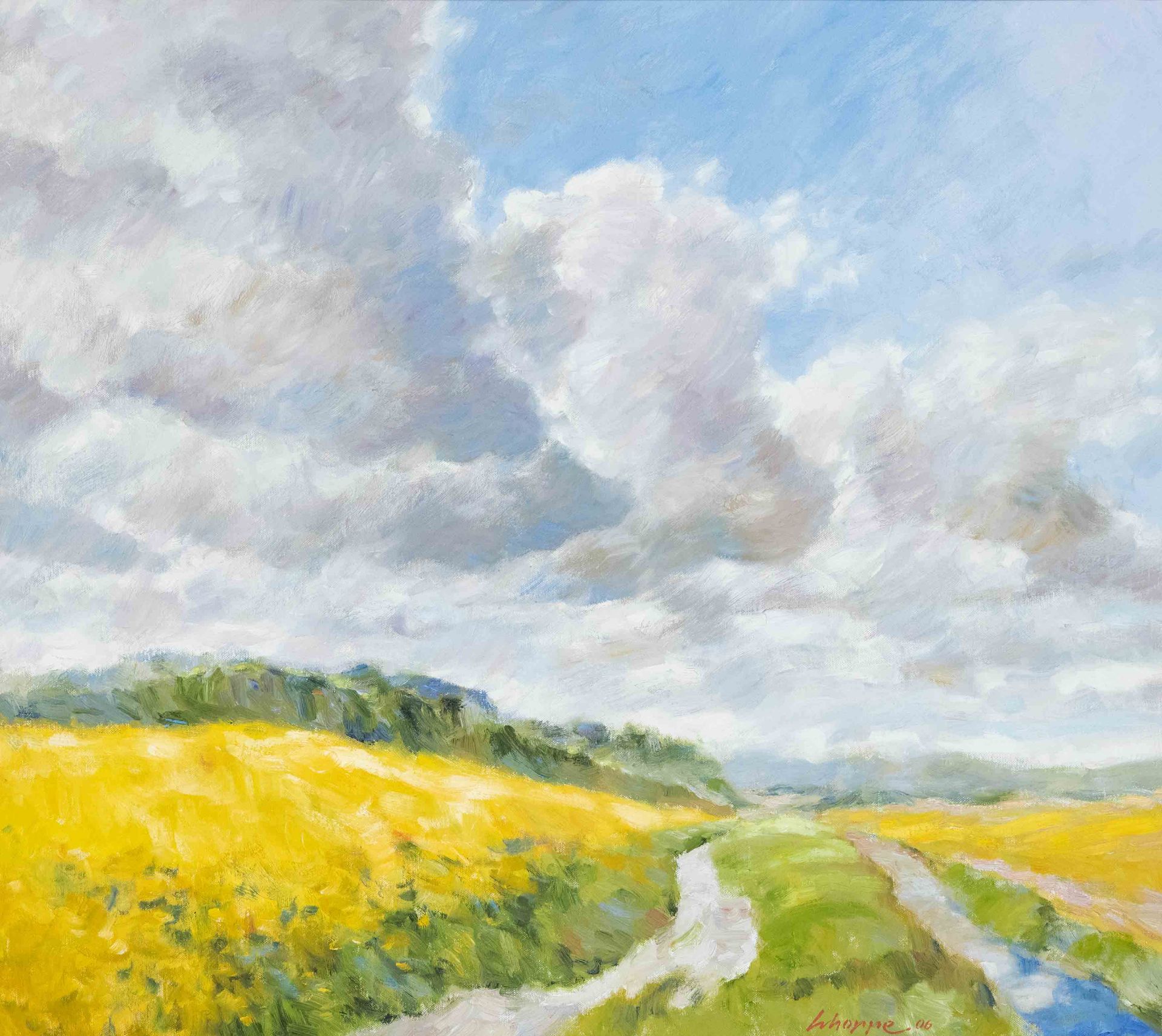 Schoppe, Klaus. 1939 Bremen - lives and works in Worpswede. Summer landscape under high clouds (