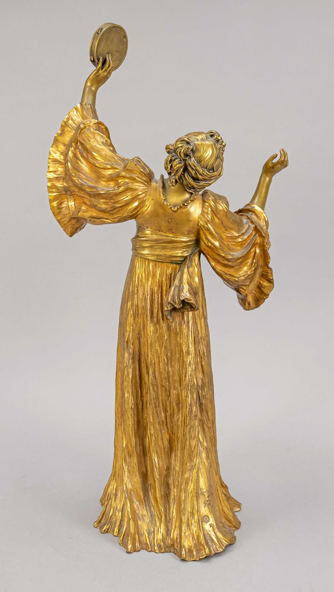 Léonard, Agathon. 1841 Lille - 1923 Paris. Danseuse au tambourin. 1905. bronze, gilded, signed u. - Image 3 of 3