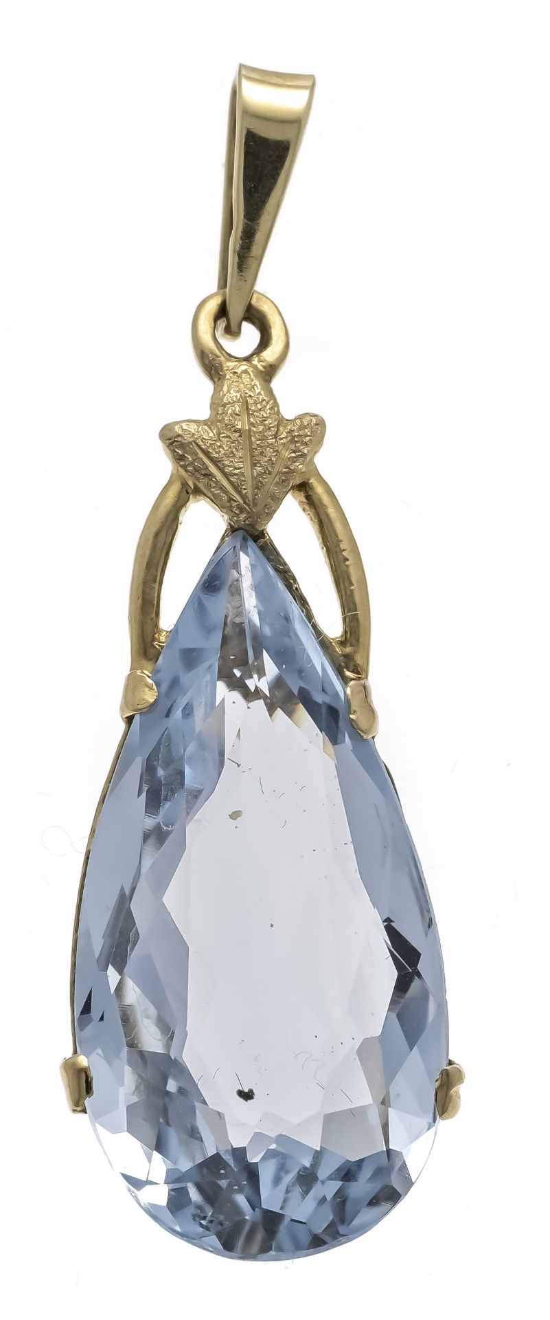 Gemstone pendant GG 333/000 with a drop-shaped faceted light blue gemstone 20.5 x 11 mm, l. 34 mm,