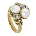 Perlen-Diamant-Ring GG/WG 585/0