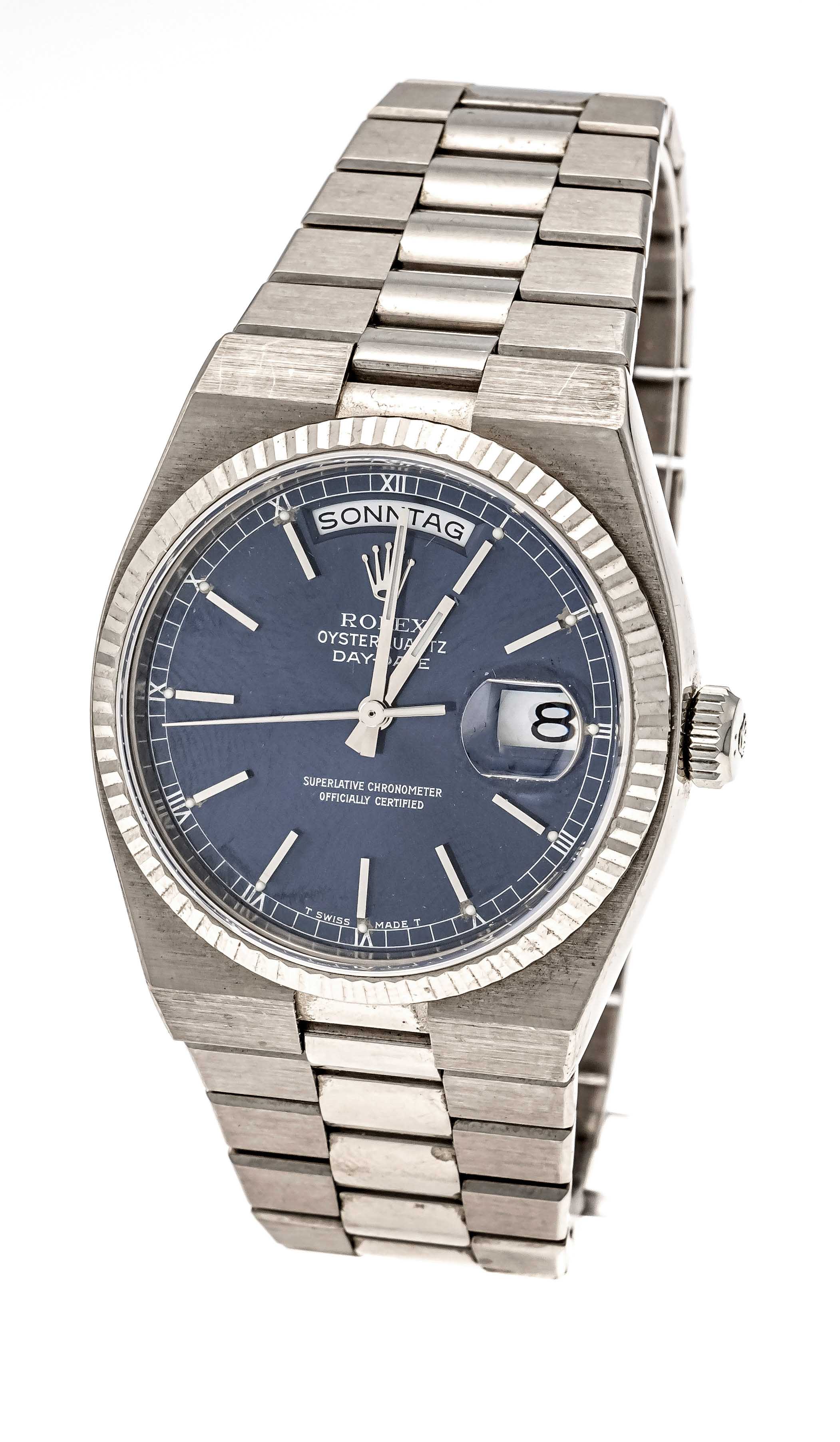 Rolex Day Date mens quartz watch, WG 750/000, ref. 19019 circa 1979, new battery, movement cal. 5055 - Image 2 of 6