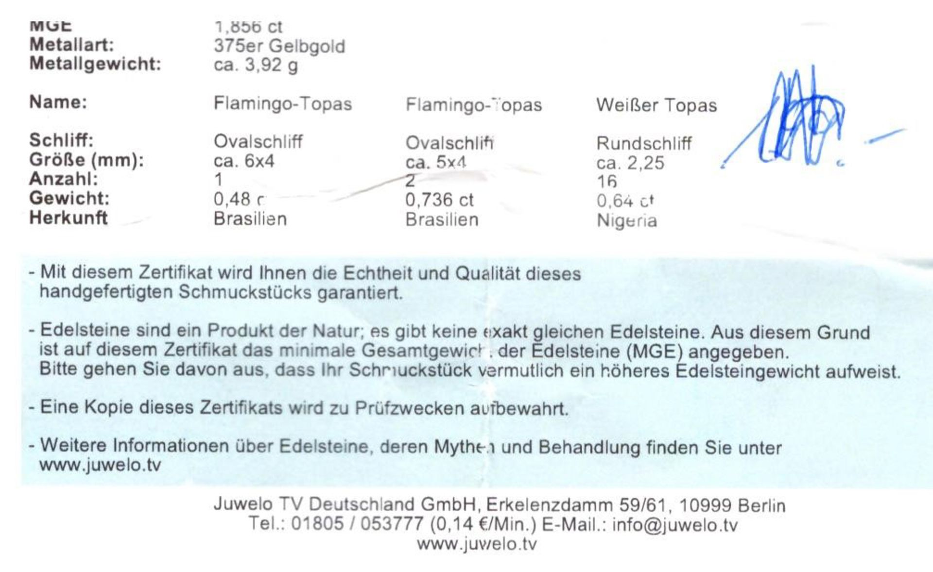 Flamingo-Topas-Ring 375/000 mi - Bild 6 aus 6