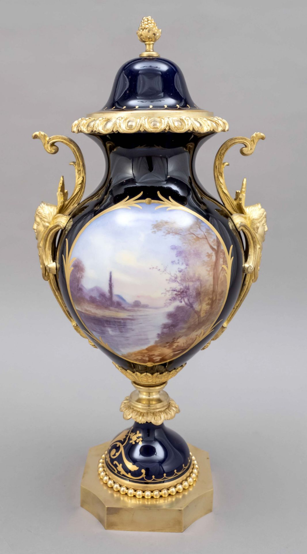 A magnificent vase in the style of Sevres, 19th century, jewelled porcelain with chased bronze, of - Image 2 of 3