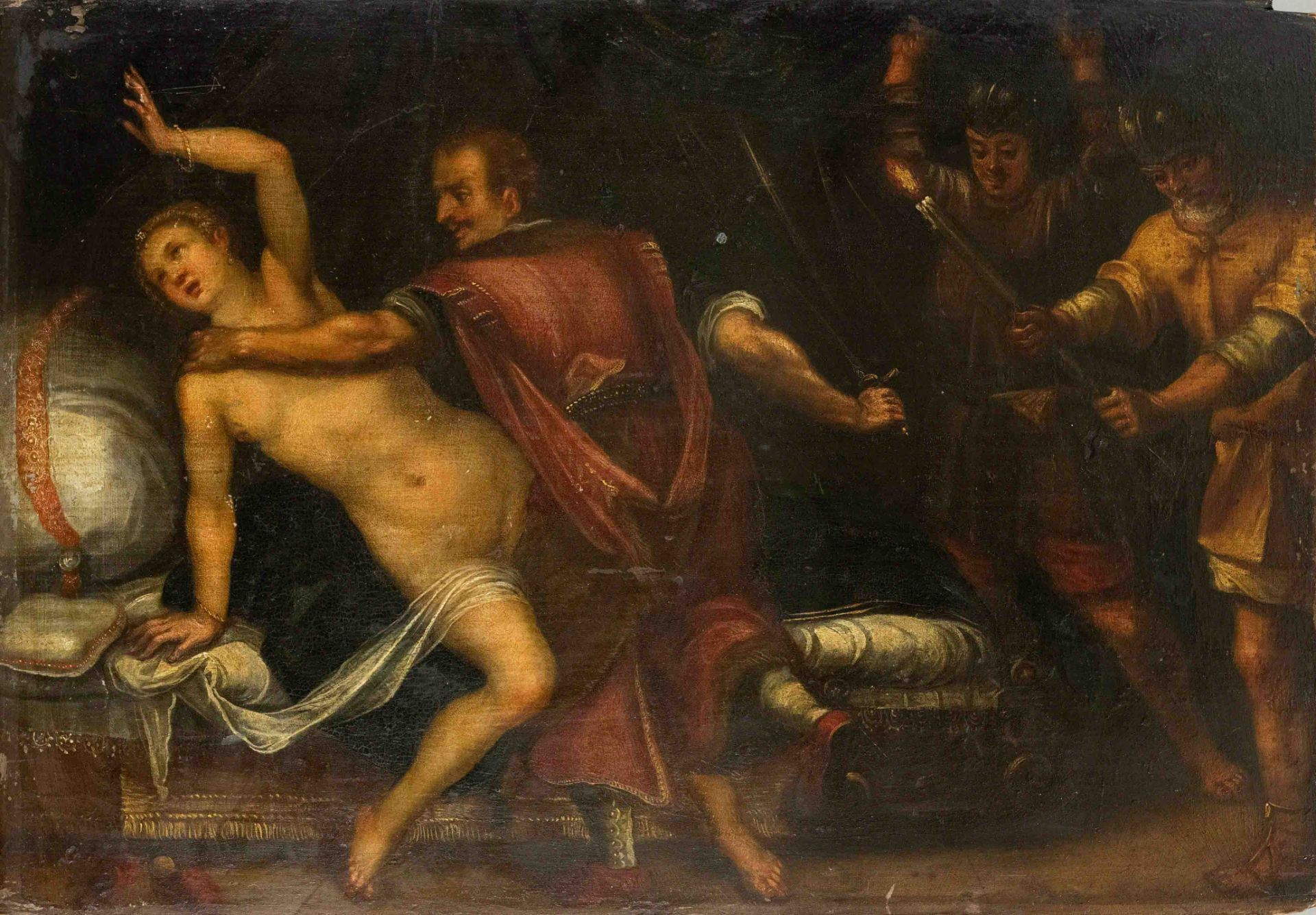 Italian Old Master of the 16th century, biblical scene depicting the murder of a woman who is