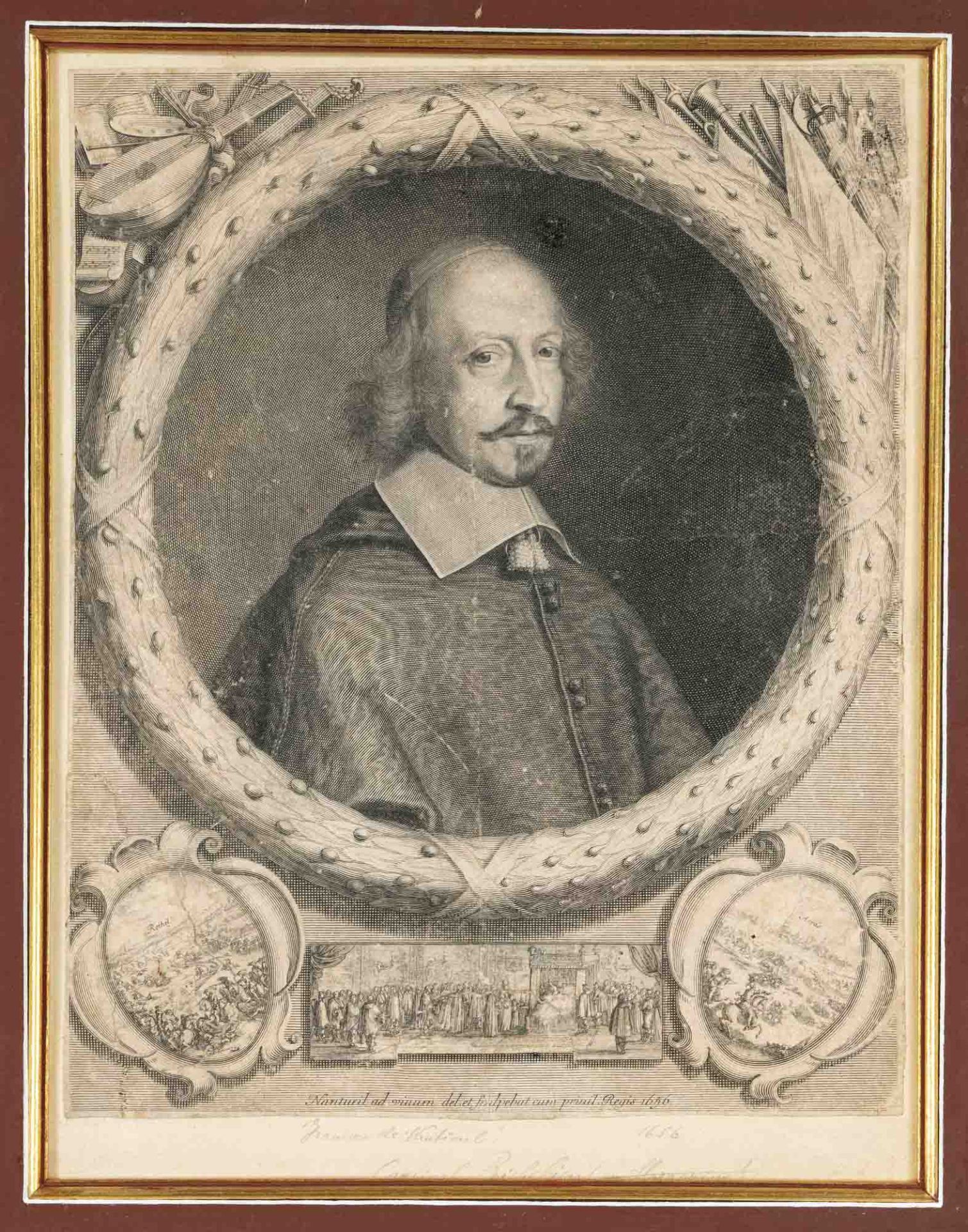 Robert Nanteuil (1623-1678), Portrait of Cardinal Richelieu, copper engraving in the round with