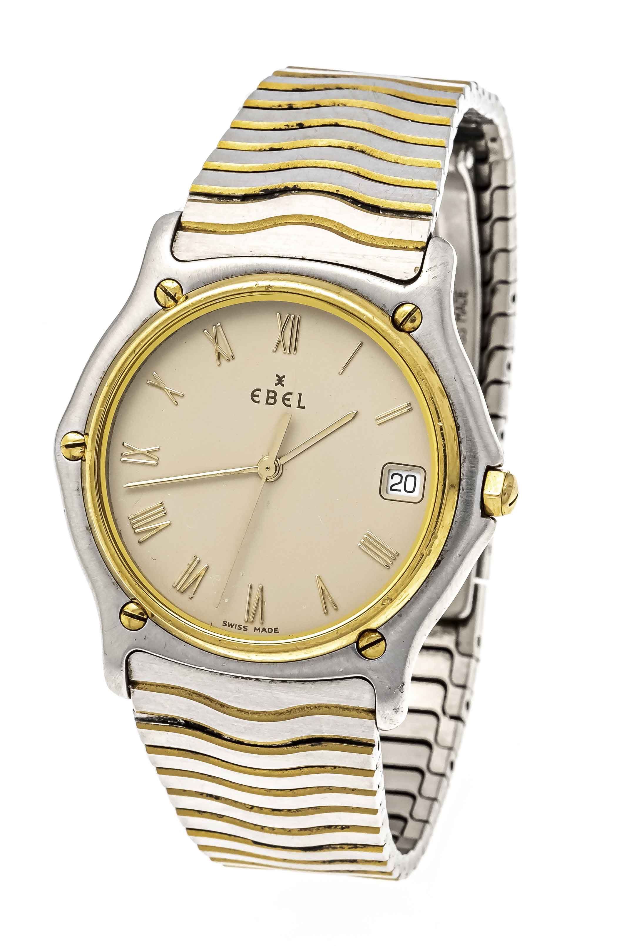 Ebel ''Sport Classique Wave'', men's quartz watch, steel/gold, 750/000 GG, ref. 118.7141, from 1999,