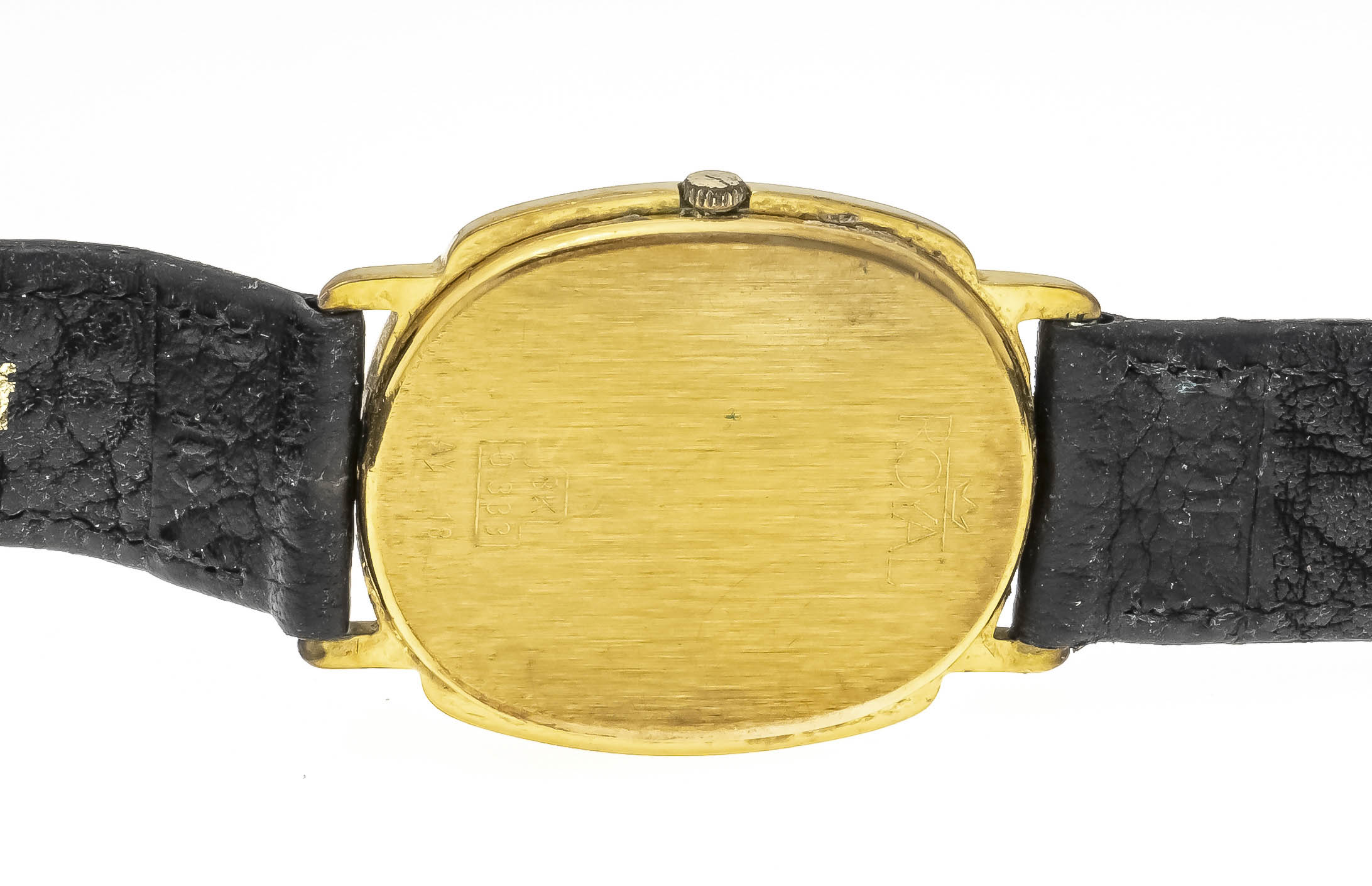 Royal men's quartz watch, 333/000 GG, oval case, gold dial with gilded roman numerals, bars and - Image 2 of 2
