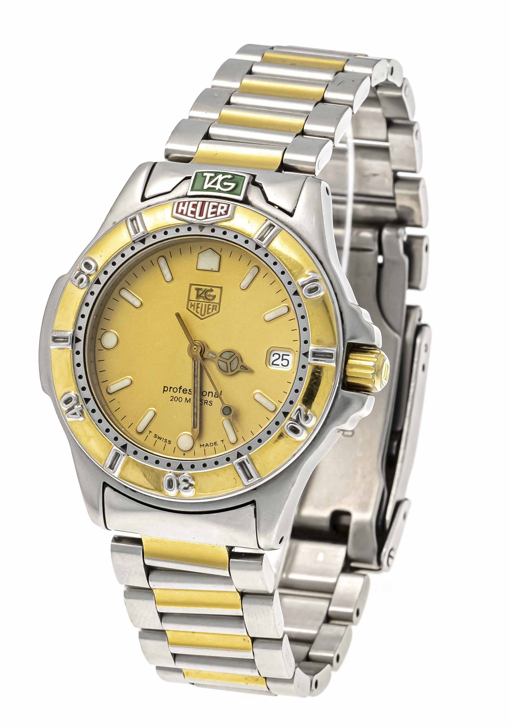 Tag Heuer men's quartz watch proffessionell, ref. 995.713A, steel/partially gold plated, screwed