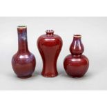3 Vasen Flambée, China, Steinz