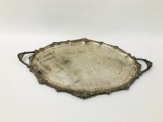 A LARGE QUALITY AND IMPRESSIVE SILVER 2 HANDLED SERVING TRAY LONDON 1903 WITH SCROLLED AND SHELL