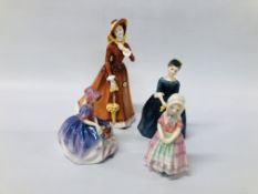 4 X ROYAL DOULTON FIGURINES TO INCLUDE JULIA HN 2705, TOOTLES HN 1680, MONICA HN 1467,