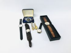 A SELECTION OF WATCHES TO INCLUDE A TCM AUTOMATIC 5 BAR WATCH PLUS A BOXED CITIZEN WATCH (7 IN