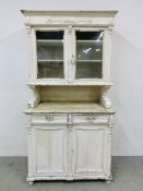 A C19TH EASTERN EUROPEAN DRESSER, PAINTED WHITE, DISTRESSED CONDITION, W 110CM, D 56CM,