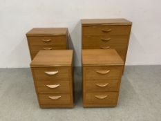 FOUR PIECES OF ALSTONS CHERRYWOOD FINISH BEDROOM FURNITURE COMPRISING OF A PAIR OF THREE DRAWER