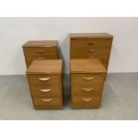 FOUR PIECES OF ALSTONS CHERRYWOOD FINISH BEDROOM FURNITURE COMPRISING OF A PAIR OF THREE DRAWER