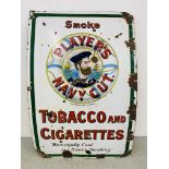 A LARGE VINTAGE PLAYERS NAVY CUT TOBACCO & CIGARETTES ENAMEL SIGN, W 96CM, H 146CM.