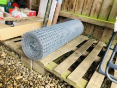 1 X ROLL ONE INCH SQUARE GALVANISED FENCING WIRE.