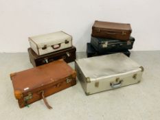 A GROUP OF 7 VARIOUS VINTAGE LUGGAGE CASES.