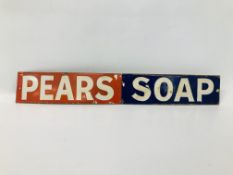 A VINTAGE "PEARS SOAP" ENAMEL ADVERTISING SIGN - W 47CM. H 7CM.