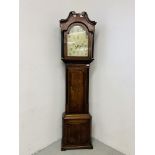 AN ANTIQUE OAK LONG CASE CLOCK,