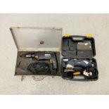 AN AEG HAMMER DRILL MODEL SB2E13RL IN METAL CASE + A MAC ALLISTER DETAIL SANDER CASED - SOLD AS