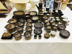APPROX 108 PIECES OF DENBY ARABESQUE TABLEWARE TO INCLUDE TEA AND COFFEEWARES, TUREENS, SOUPS ETC.