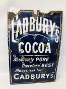 A VINTAGE "CADBURY'S COCOA" ENAMEL ADVERTISING SIGN,