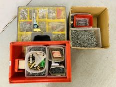 QUANTITY OF ASSORTED FIXINGS AND FITTINGS WITHIN 4 BOXES