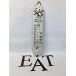 A VINTAGE "STEPHENS INKS FOR ALL TEMPERATURES" ENAMEL ADVERTISING THERMOMETER SIGN (THERMOMETER