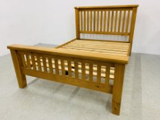 A SOLID LIGHT OAK DOUBLE BEDSTEAD WITH BETTER NOWM CALMING 3000 MATTRESS