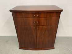 A SKOVBY BOW FRONTED TWO DRAWER SIDEBOARD - W 81CM. D 45CM. H 88CM.