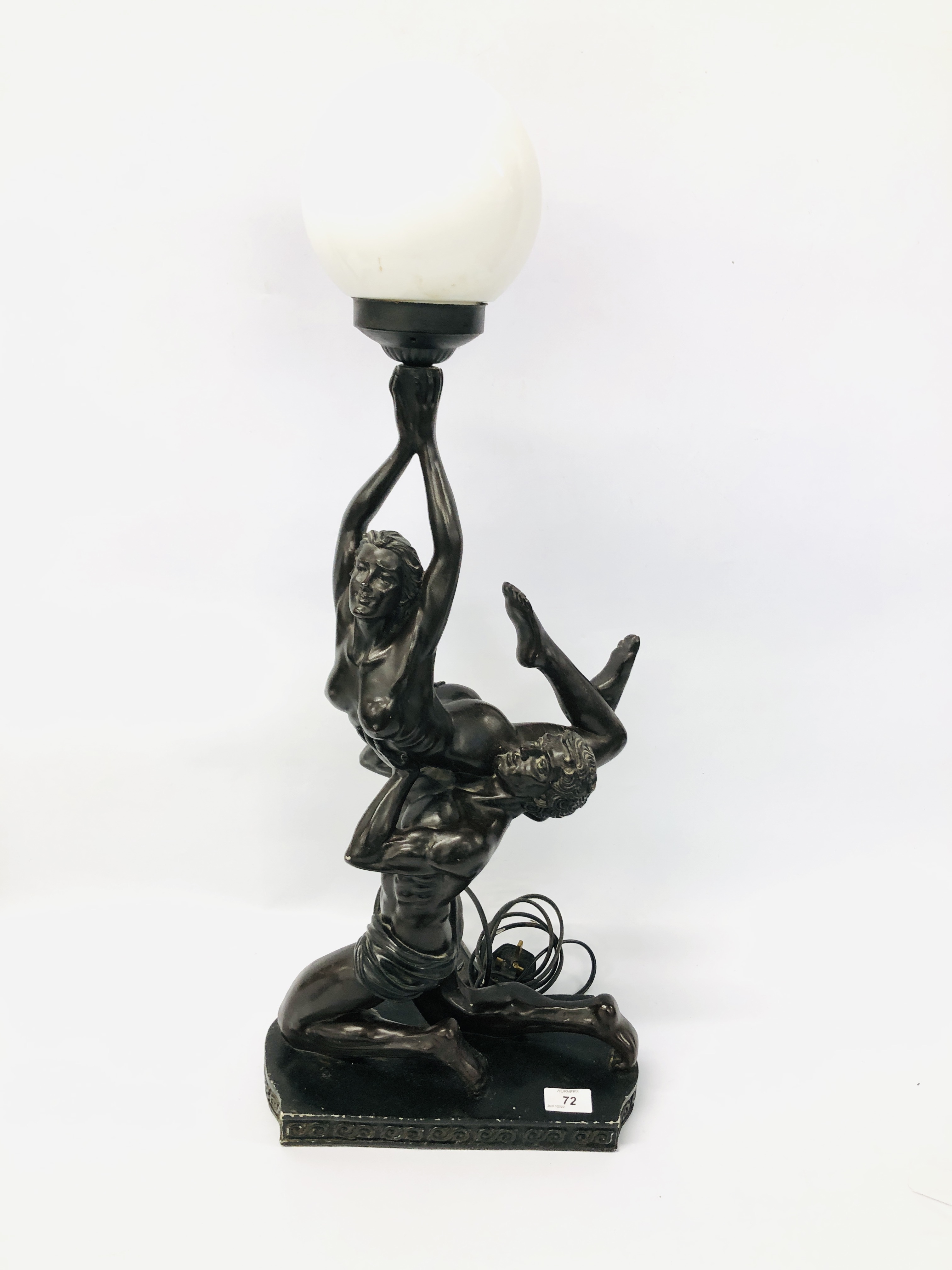 A MODERN ART DECO STYLE LAMP NUDE COUPLE,