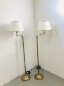 A PAIR OF MODERN FLOOR STANDING LAMPS WITH DOG LEG ACTION (BRUSHED BRASS FINISH) HEIGHT 152CM -