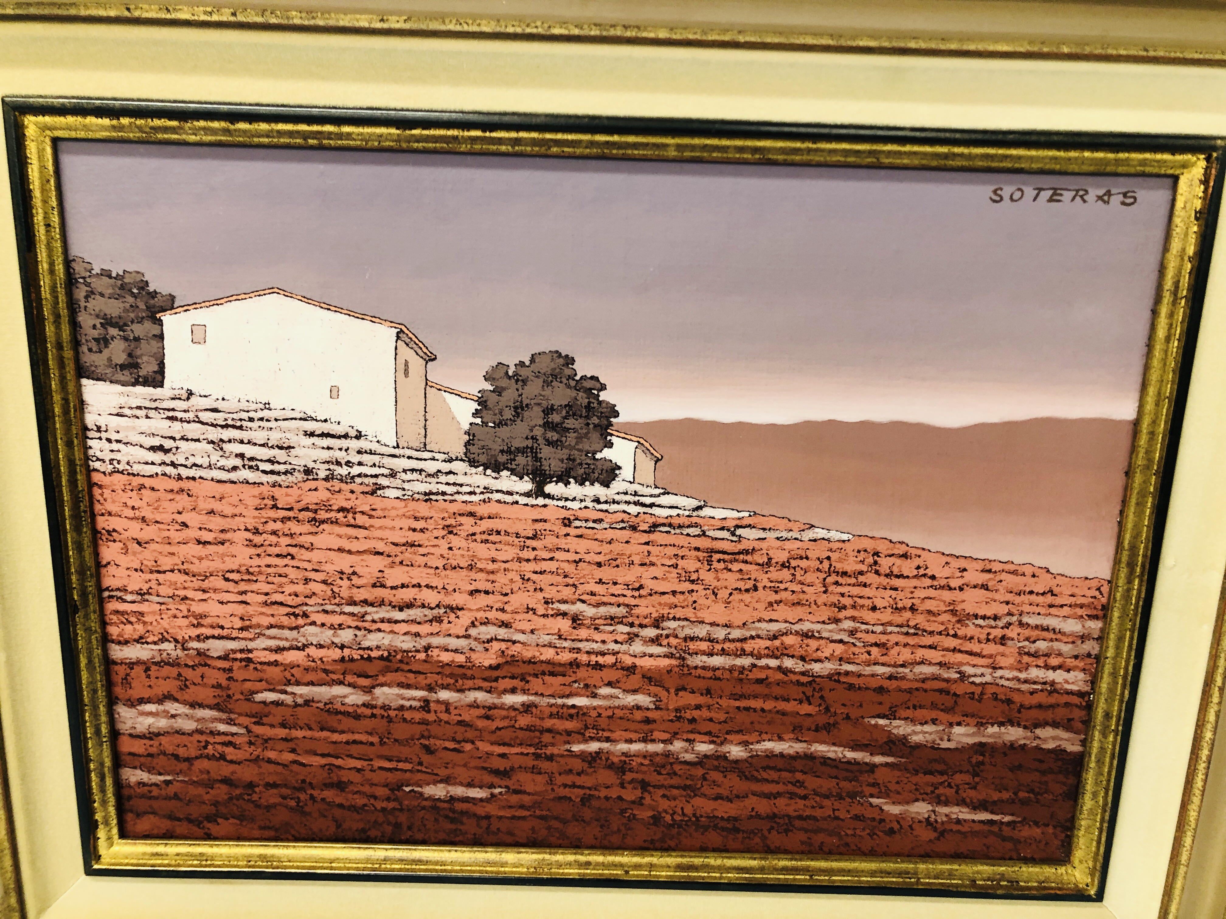 OIL ON CANVAS SPANISH HOUSE ON A HILL FRAMED AND MOUNTED BEARING SIGNATURE JORGE SORTERAS 44. - Bild 2 aus 4