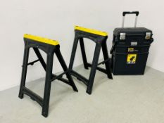 A STANLEY FAT MAX CANTILEVER TOOL BOX AND CONTENTS TO INCLUDE SCREWDRIVERS, GRIPS, MASONRY BITS ETC.