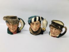 3 X ROYAL DOULTON CHARACTER JUGS TO INCLUDE "THE POACHER" - D 6429, THE FALCONER D 6533,