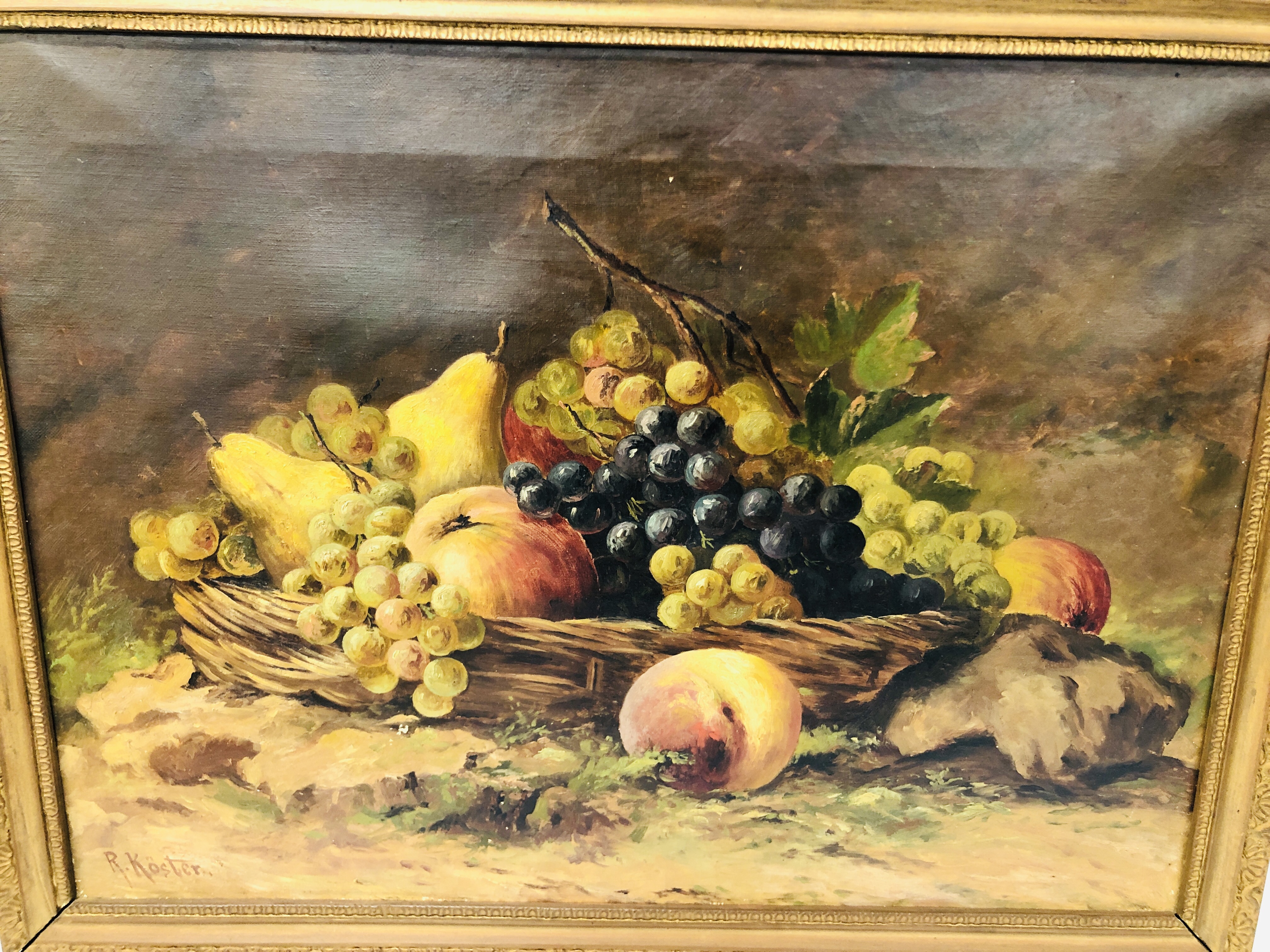 FRAMED OIL ON CANVAS STILL LIFE STUDY BEARING SIGNATURE R. KOSTER - 55 X 40CM. - Bild 2 aus 3