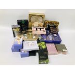 A BOX CONTAINING PERFUMES,