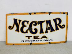 A VINTAGE ADVERTISING ENAMELLED SIGN "NECTAR TEA", W 122CM, H 61CM.