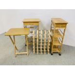 TWO NATURAL WOOD FINISH KITCHEN RACKS,