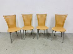 A SET OF 4 MODERN FAUX LEATHER ITALIAN STYLE DINING CHAIRS